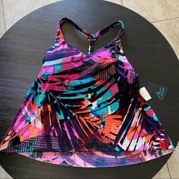 Plus Size Racerback Tankini Top MultiColor - Picture 2 of 14